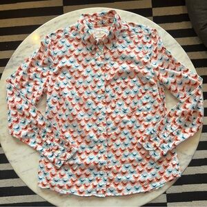 Gap Bird Print Fitted Boyfriend Shirt - Size S